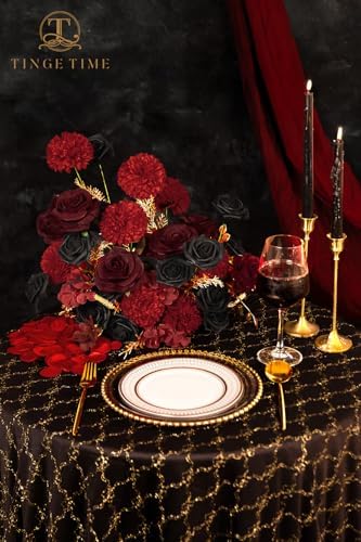 23pcs Gothic Black Red Artificial Flowers Combo, Rose in Gothic Black and Red, alternate view 2