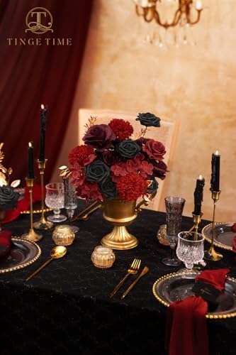 23pcs Gothic Black Red Artificial Flowers Combo, Rose in Gothic Black and Red, alternate view 6
