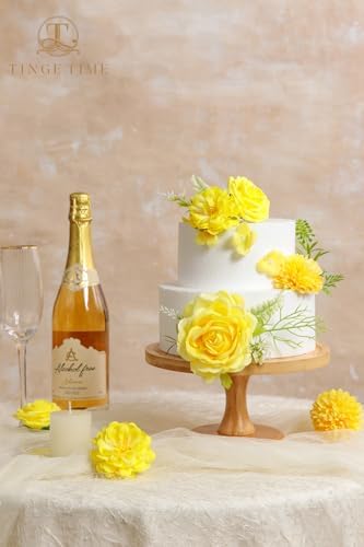 23pcs Wedding Artificial Flowers Combo, Rose Pompon Mums Yellow in Yellow, alternate view 4