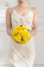 23pcs Wedding Artificial Flowers Combo, Rose Pompon Mums Yellow in Yellow, alternate view 5