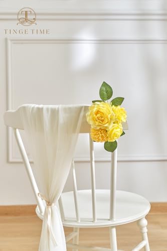 23pcs Wedding Artificial Flowers Combo, Rose Pompon Mums Yellow in Yellow, alternate view 6