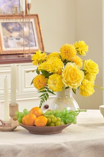 23pcs Wedding Artificial Flowers Combo, Rose Pompon Mums Yellow in Yellow, alternate view 7