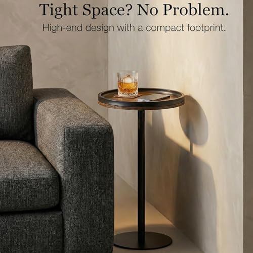 24.7" H Small Round Side Table, Drink Table with Weighted Base, alternate view 5