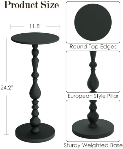 24" Art Deco Vintage Metal End Table, Martini Cocktail Table, Black in Black, alternate view 2