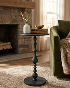 24" Art Deco Vintage Metal End Table, Martini Cocktail Table, Black in Black, alternate view 3
