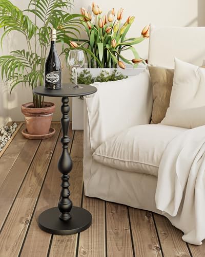24" Art Deco Vintage Metal End Table, Martini Cocktail Table, Black in Black, alternate view 6