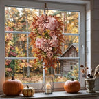 24" Artificial Fall Teardrop Swags for Front Door, 2 Pack in Orange, alternate view 6