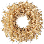 24" Artificial Forsythia Flower Fall Wreath for Front Door Decor (Beige) in Beige