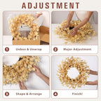 24" Artificial Forsythia Flower Fall Wreath for Front Door Decor (Beige) in Beige, alternate view 5