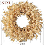 24" Artificial Forsythia Flower Fall Wreath for Front Door Decor (Beige) in Beige, alternate view 6
