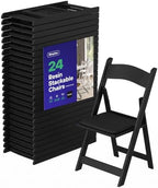 24 Black Resin Folding Chairs, Stackable Event & Party Chairs, 800 LB Weight Capacity, Indoor Outdoor in Black