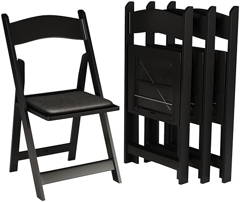 24 Black Resin Folding Chairs, Stackable Event & Party Chairs, 800 LB Weight Capacity, Indoor Outdoor in Black, alternate