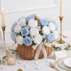 24 Bundles Artificial Peonies Flowers, Blue, White in Blue, White, alternate view 3