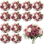 24 Bundles Artificial Peonies Flowers, Dusty Pink, Dusty Rose in Dusty Pink, Dusty Rose