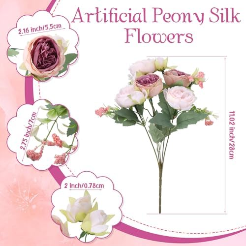 24 Bundles Artificial Peonies Flowers, Dusty Rose, Champagne Pink in Dusty Rose, Champagne Pink, alternate view 2
