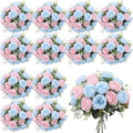 24 Bundles Artificial Peonies Flowers, Light Pink, Light Blue in Light Pink, Light Blue