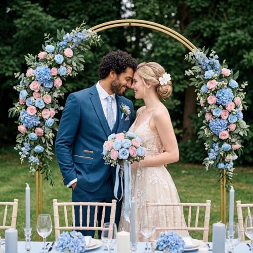 24 Bundles Artificial Peonies Flowers, Light Pink, Light Blue in Light Pink, Light Blue, alternate view 6