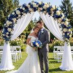 24 Bundles Artificial Peonies Flowers, Royal Blue, White in Royal Blue, White, alternate view 7