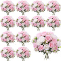 24 Bundles Artificial Peonies Flowers, White and Pink in White and Pink