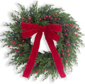 24" Christmas Wreath for Front Door, Real Touch Cedar Wreath