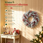24" Christmas Wreaths for Front Door with Snowy Cedar, Berries in Snowy Cedar, alternate view 4