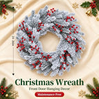 24" Christmas Wreaths for Front Door with Snowy Cedar, Berries in Snowy Cedar, alternate view 7