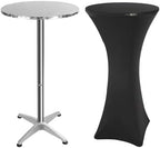 24" Cocktail Table with Black Cover, Folding Round Bar Table Pub Table with Flip-Up Top for Parties Restaurant