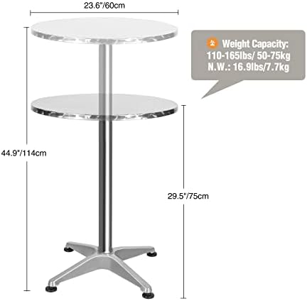24" Cocktail Table with Black Cover, Folding Round Bar Table Pub Table with Flip-Up Top for Parties Restaurant, alternate