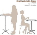 24" Cocktail Table with Black Cover, Folding Round Bar Table Pub Table with Flip-Up Top for Parties Restaurant, alternate
