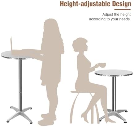 24" Cocktail Table with Black Cover, Folding Round Bar Table Pub Table with Flip-Up Top for Parties Restaurant, alternate