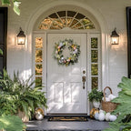 24'' Collapsible Lighted Easter Wreaths for Front Door, Pre-lit Spring Door Wreath with Pastel Eggs, Daisy, alternate view 4