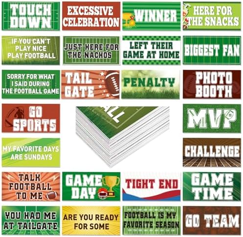 24 Designs Football Photo Booth Props Double Sided, Party Supply in Colorful