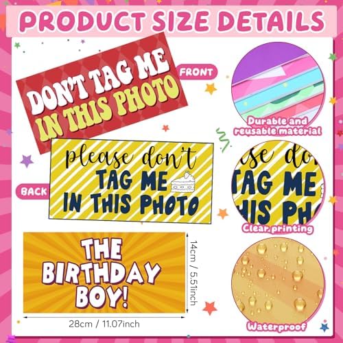 24 Designs Funny Birthday Photo Booth Props Double Sided Signs in Mixcolor, alternate view 3