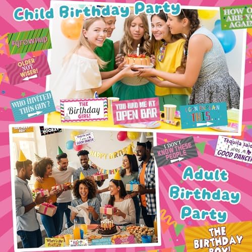 24 Designs Funny Birthday Photo Booth Props Double Sided Signs in Mixcolor, alternate view 4