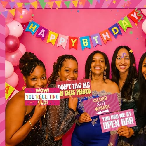 24 Designs Funny Birthday Photo Booth Props Double Sided Signs in Mixcolor, alternate view 5
