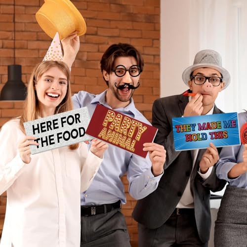 24 Designs Funny Photo Booth Props for All Occasions, PVC Signs in Colorful, alternate view 6