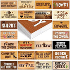 24 Designs Western Cowboy Photo Booth Props, Double Sided PVC Signs in Wooden