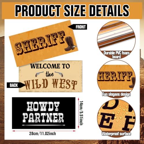 24 Designs Western Cowboy Photo Booth Props, Double Sided PVC Signs in Wooden, alternate view 5
