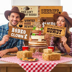 24 Designs Western Cowboy Photo Booth Props, Double Sided PVC Signs in Wooden, alternate view 6