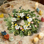24" Easter Wreaths for Front Door, Summer Decor with Eggs and Flowers, Spring Lily Wreath with Leaves and Beads, alternate