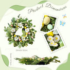 24" Easter Wreaths for Front Door, Summer Decor with Eggs and Flowers, Spring Lily Wreath with Leaves and Beads, alternate