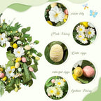 24" Easter Wreaths for Front Door, Summer Decor with Eggs and Flowers, Spring Lily Wreath with Leaves and Beads, alternate