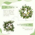 24" Easter Wreaths for Front Door, Summer Decor with Eggs and Flowers, Spring Lily Wreath with Leaves and Beads, alternate