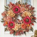 24"Fall Artificial Wreath with Sunflower Peony for Front Door Decor(Orange)