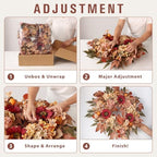 24"Fall Artificial Wreath with Sunflower Peony for Front Door Decor(Orange), alternate view 5