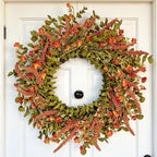 24“ Fall Orange Wreath for Front Door, Rustic Farmhouse Decor
