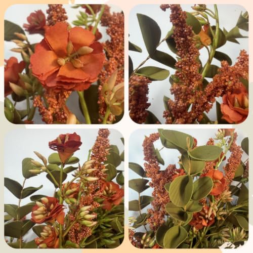 24“ Fall Orange Wreath for Front Door, Rustic Farmhouse Decor, alternate view 3