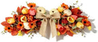 24" Fall Swag for Front Door Thanksgiving Swag Fall Wreath with Cream White Mini Pumpkins, Orange Sunflowers
