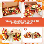 24" Fall Swag for Front Door Thanksgiving Swag Fall Wreath with Cream White Mini Pumpkins, Orange Sunflowers, alternate view