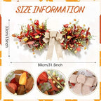 24'' Fall Table Centerpiece Fall Swag Decoration with Bow Artificial Eucalyptus Forsythia Thanksgiving Autumn, alternate view